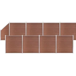 Clôtures & Barrières-vidaXL Ensemble de clôture WPC 8 Carré + 1 Incliné 1484x186 cm Marron