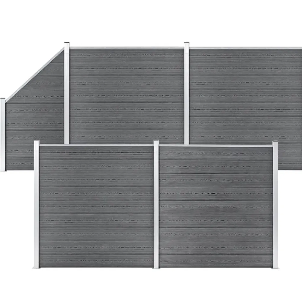 vidaXL Ensemble de clôture WPC 4 Carré + 1 Incliné 792 x 186 cm