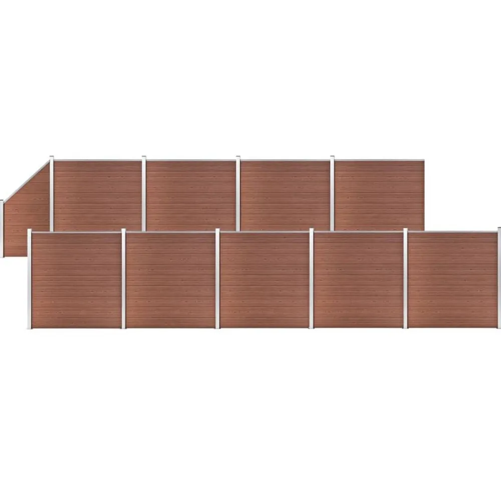 vidaXL Ensemble de clôture WPC 9 Carré + 1 Incliné 1657x186 cm