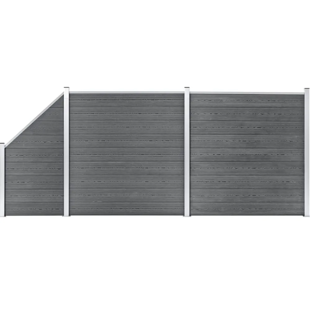 vidaXL Ensemble de clôture WPC 2 Carré + 1 Incliné 446 x 186 cm