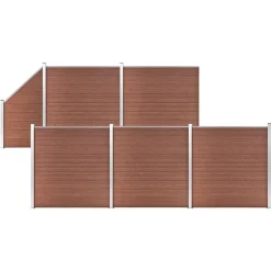 Clôtures & Barrières-vidaXL Ensemble de clôture WPC 5 Carré + 1 Incliné 965 x 186 cm Marron