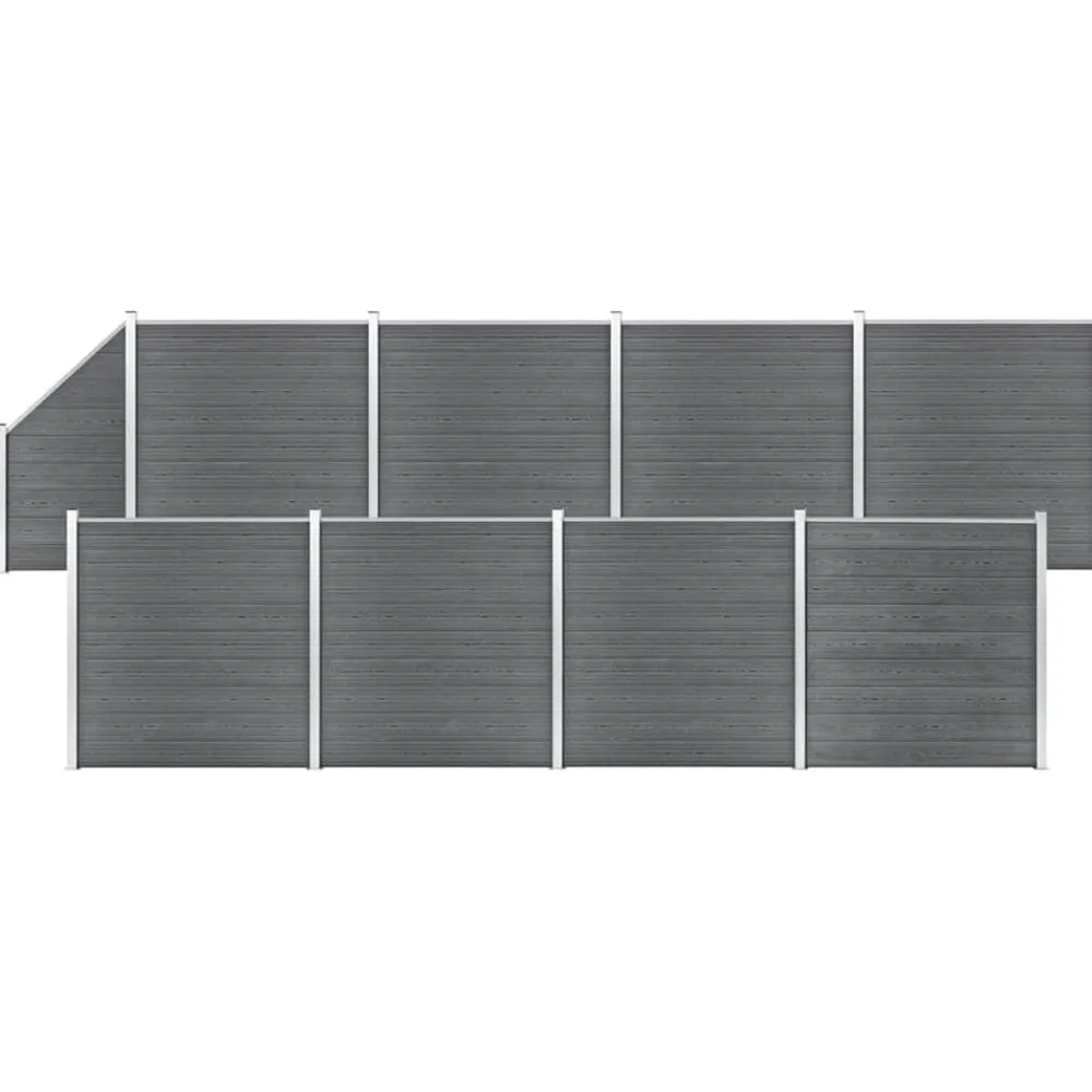 vidaXL Ensemble de clôture WPC 8 Carré + 1 Incliné 1484x186 cm