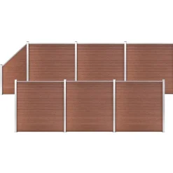 Clôtures & Barrières-vidaXL Ensemble de clôture WPC 6 Carré + 1 Incliné 1138x186 cm Marron