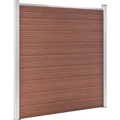 Clôtures & Barrières-vidaXL Ensemble de clôture WPC 2 Carré + 1 Incliné 446 x 186 cm Marron