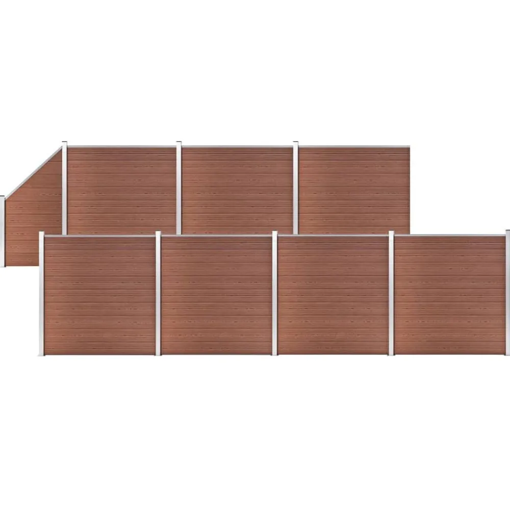 vidaXL Ensemble de clôture WPC 7 Carré + 1 Incliné 1311x186 cm