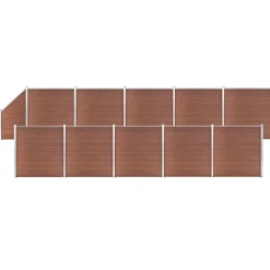 Clôtures & Barrières-vidaXL Ensemble de clôture WPC 10 Carré + 1 Incliné 1830x186 cm Marron