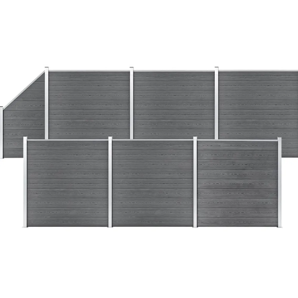 vidaXL Ensemble de clôture WPC 6 Carré + 1 Incliné 1138x186 cm