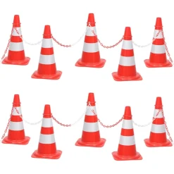 Signalétique-vidaXL Ensemble de cônes avec 10 m de chaîne Rouge et blanc