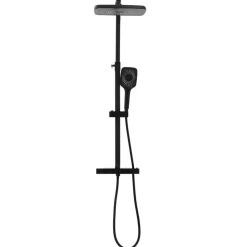 vidaXL Ensemble de douche à deux tête et mitigeur et tuyau laiton noir