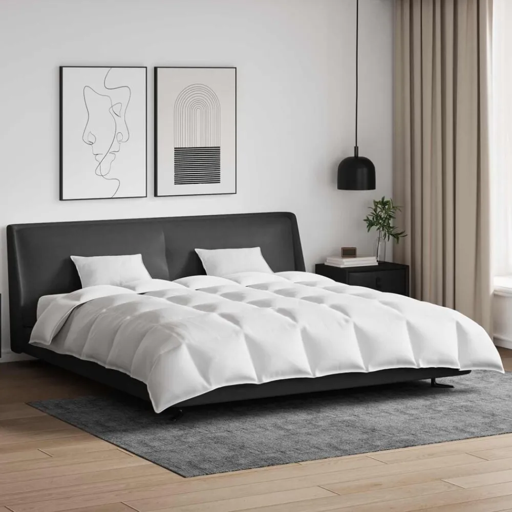 Linge-vidaXL Ensemble de Duvet avec oreiller 3 pcs Blanc Plume de canard