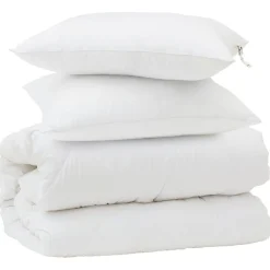 vidaXL Ensemble de Duvet 3 pcs Blanc Microfibre et Plumes D'oie