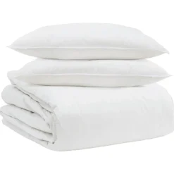 Linge-vidaXL Ensemble de Duvet avec oreiller 3 pcs Blanc Plume de canard