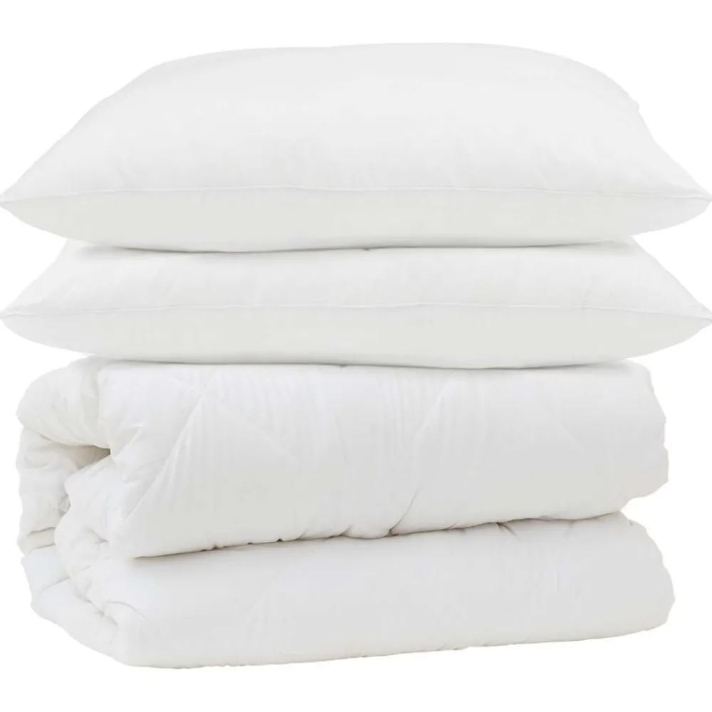 Linge-vidaXL Ensemble de Duvet 3 pcs Blanc Microfibre et Plumes D'oie