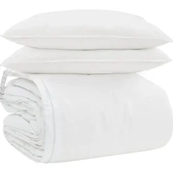 Linge-vidaXL Ensemble de Duvet avec oreiller 3 pcs Blanc Plume de canard
