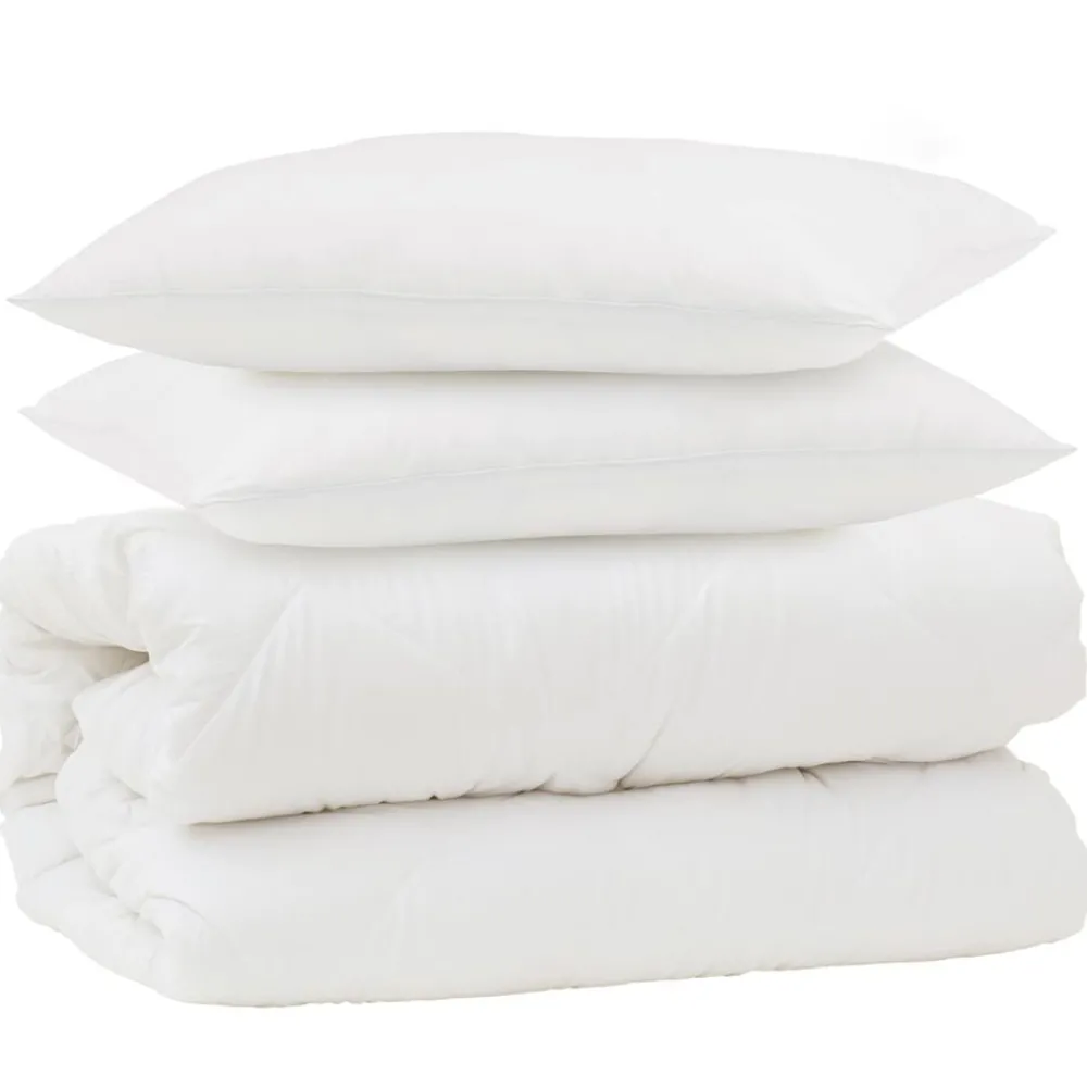 vidaXL Ensemble de Duvet 3 pcs Blanc Microfibre et Plumes D'oie