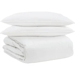 Linge-vidaXL Ensemble de Duvet avec oreiller 3 pcs Blanc Plume de canard