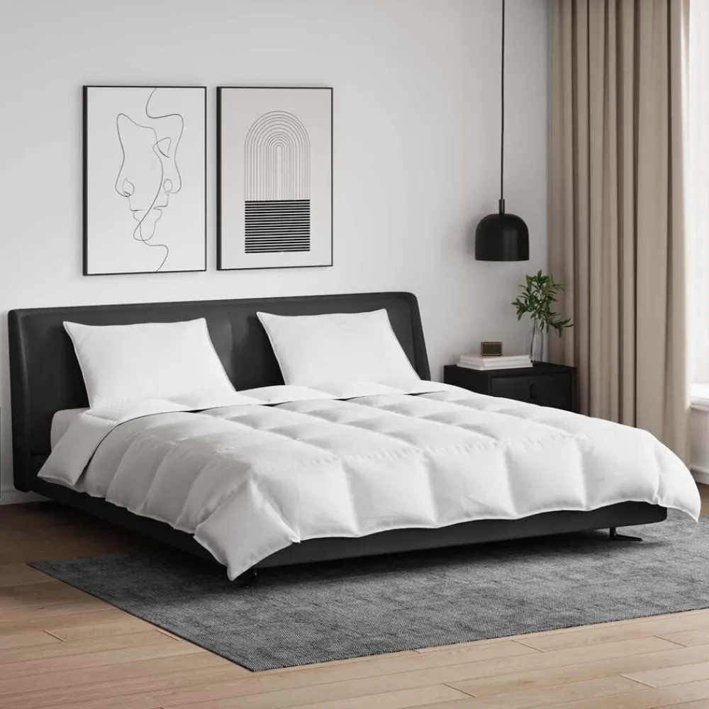 vidaXL Ensemble de Duvet avec oreiller 3 pcs Blanc Plume de canard
