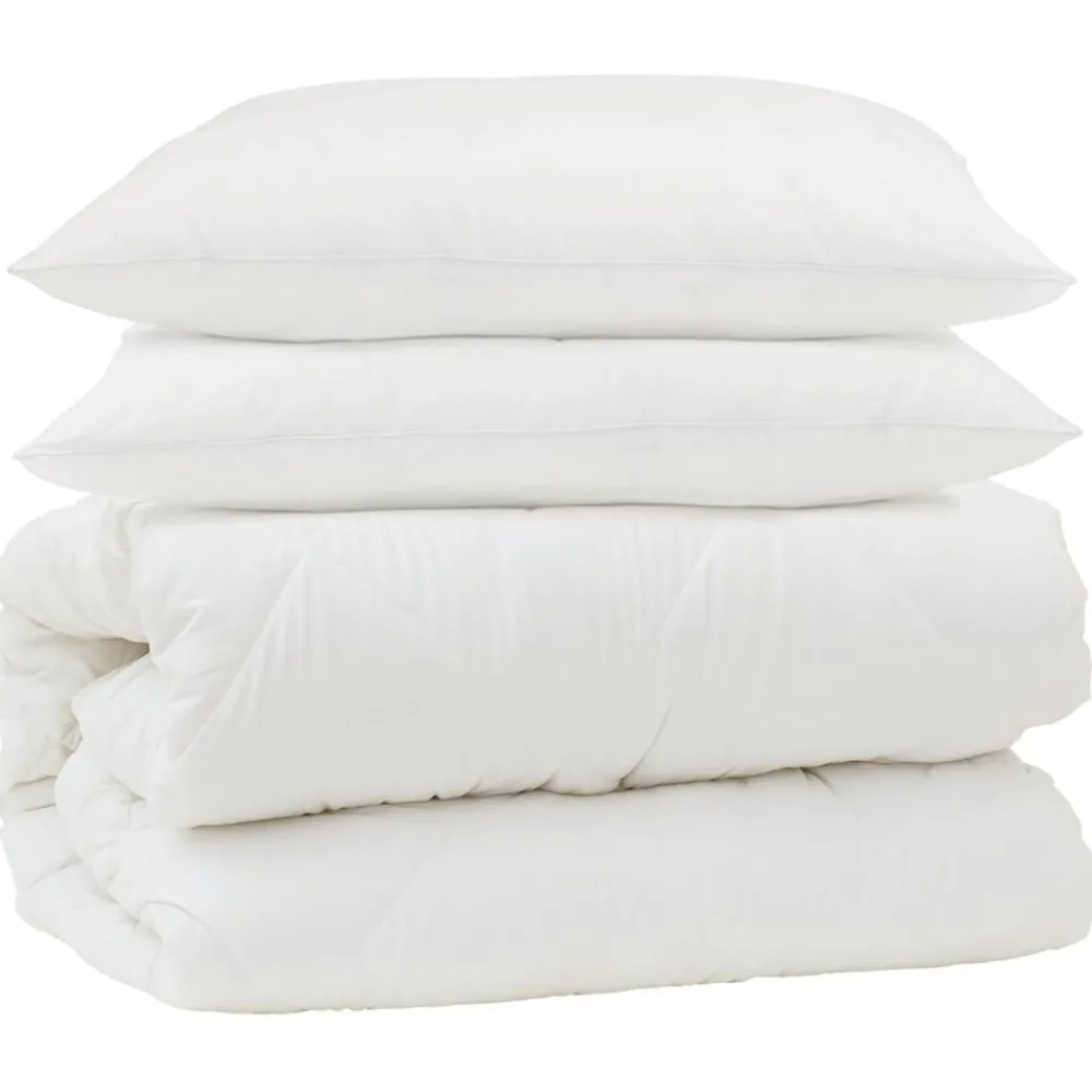 vidaXL Ensemble de Duvet 3 pcs Blanc Microfibre et Plumes D'oie