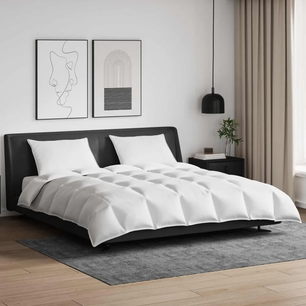 vidaXL Ensemble de Duvet avec oreiller 3 pcs Blanc Plume de canard