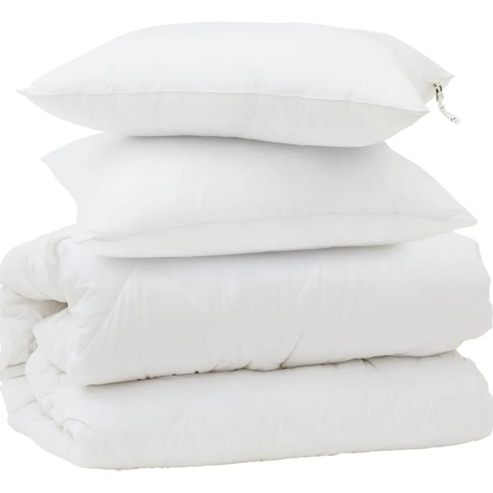vidaXL Ensemble de Duvet 3 pcs Blanc Microfibre et Plumes D'oie