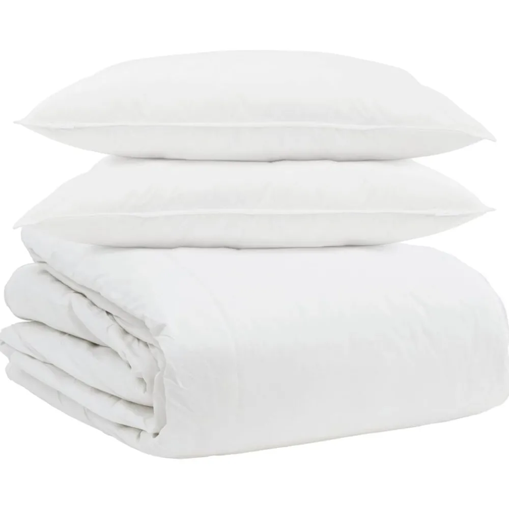 vidaXL Ensemble de Duvet avec oreiller 3 pcs Blanc Plume de canard