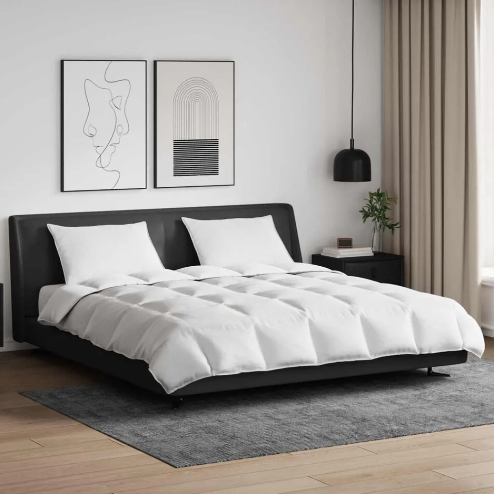 vidaXL Ensemble de Duvet avec oreiller 3 pcs Blanc Plume de canard