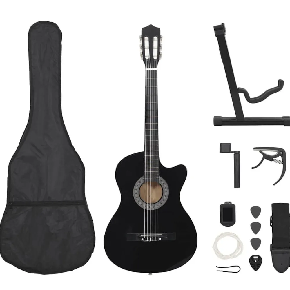 vidaXL Ensemble de guitare découpée classique 12 pcs 6 cordes 38"