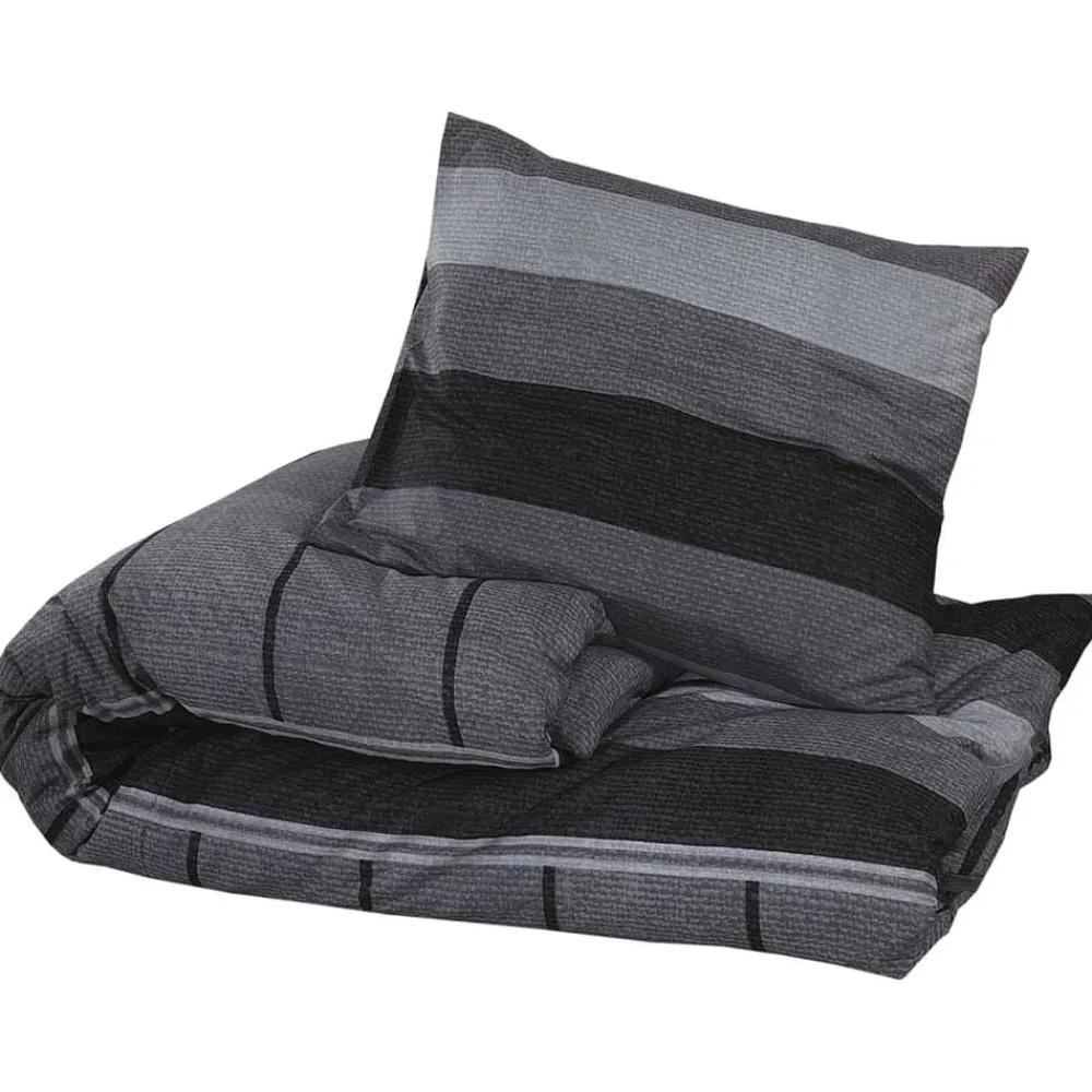 Linge-vidaXL Ensemble de housse de couette 140x200 cm Coton Gris foncé