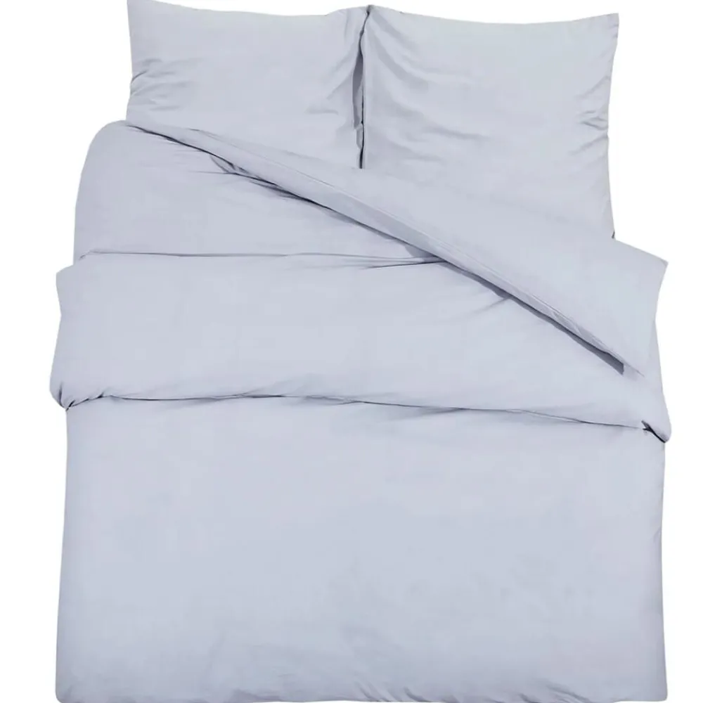 Linge-vidaXL Ensemble de housse de couette 140x200 cm Coton Gris