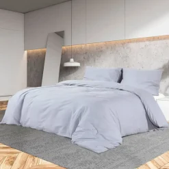 Linge-vidaXL Ensemble de housse de couette 140x200 cm Coton Gris