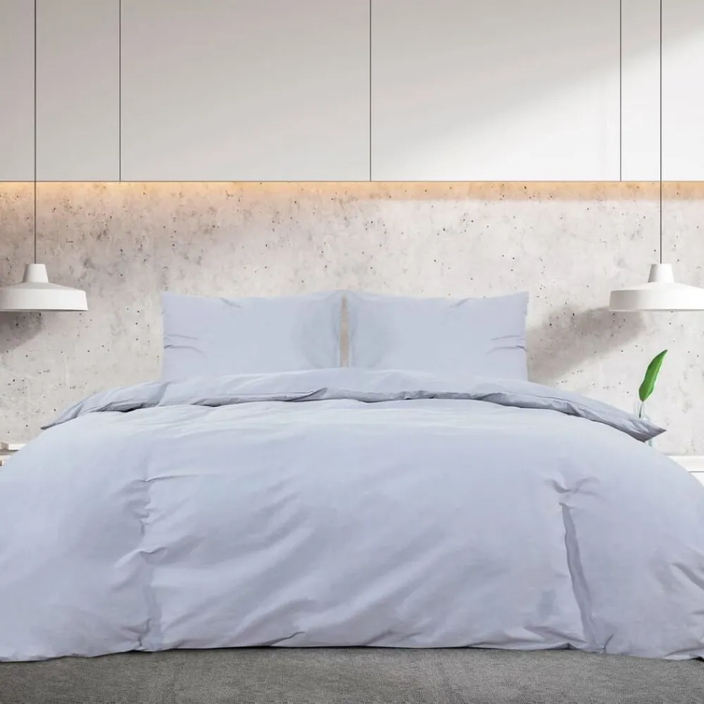 Linge-vidaXL Ensemble de housse de couette 140x200 cm Coton Gris