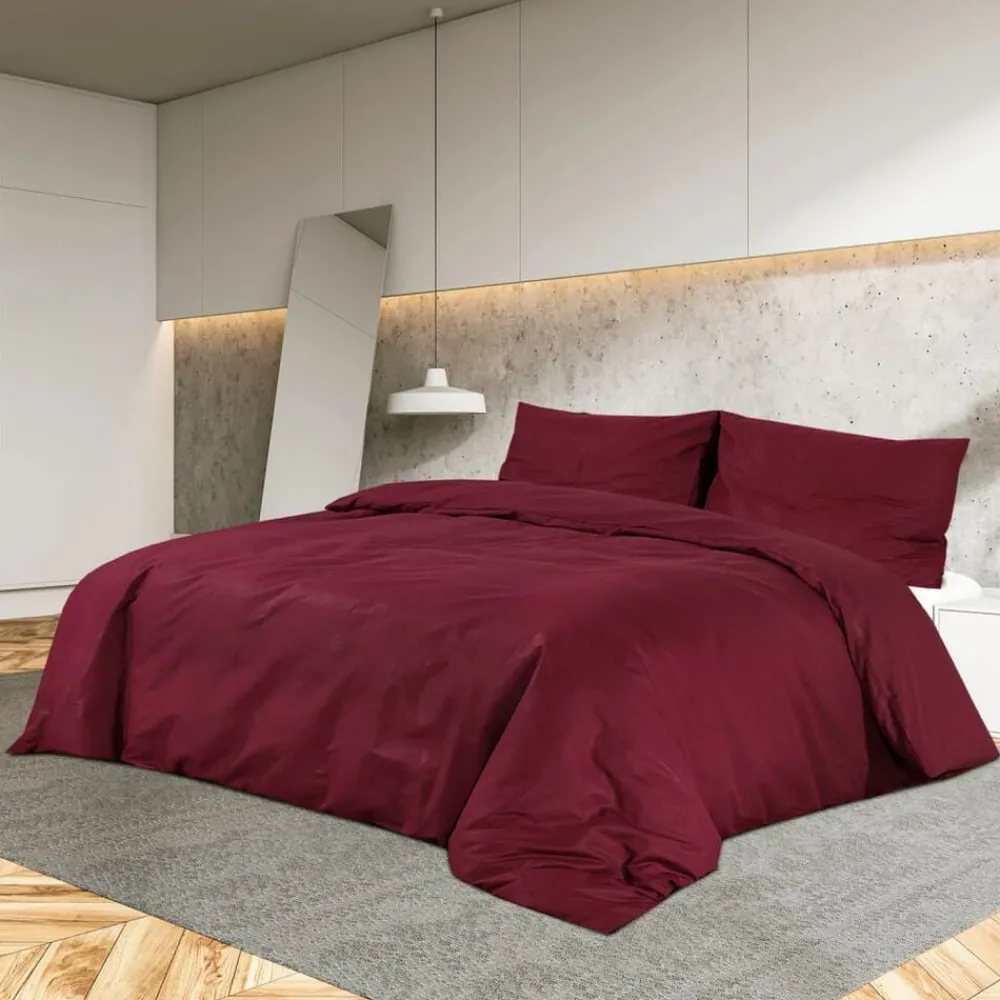 vidaXL Ensemble de housse de couette Bordeaux 140x200 cm Coton