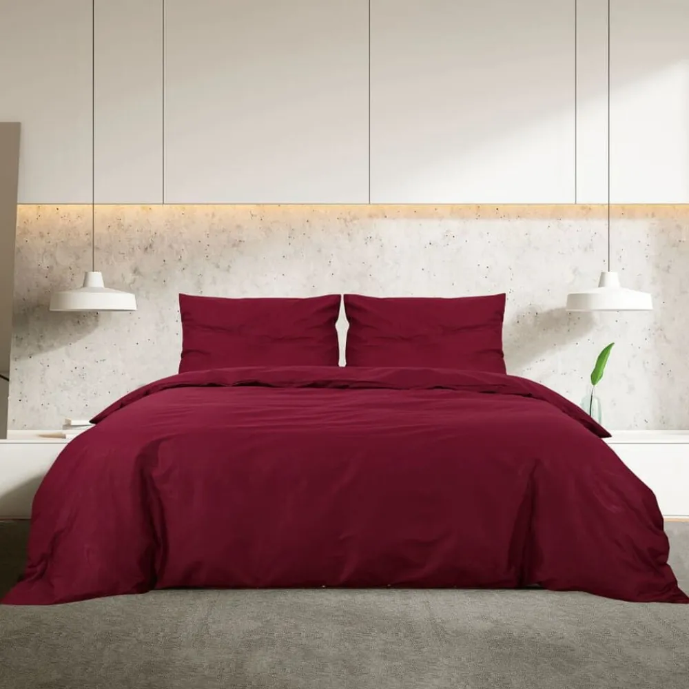 vidaXL Ensemble de housse de couette Bordeaux 140x200 cm Coton