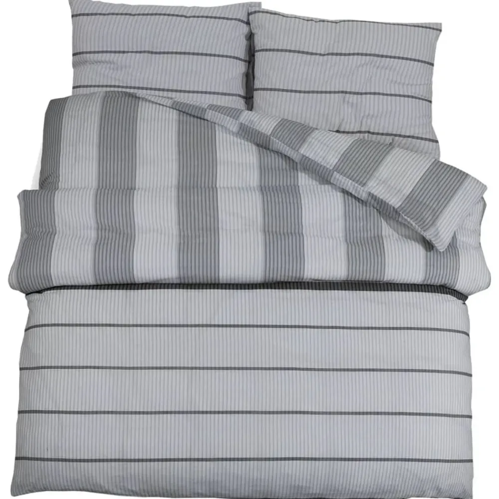 Linge-vidaXL Ensemble de housse de couette Gris 140x200 cm Coton Gris clair