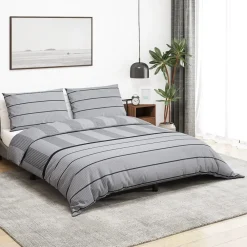 Linge-vidaXL Ensemble de housse de couette Gris 140x200 cm Coton Gris clair