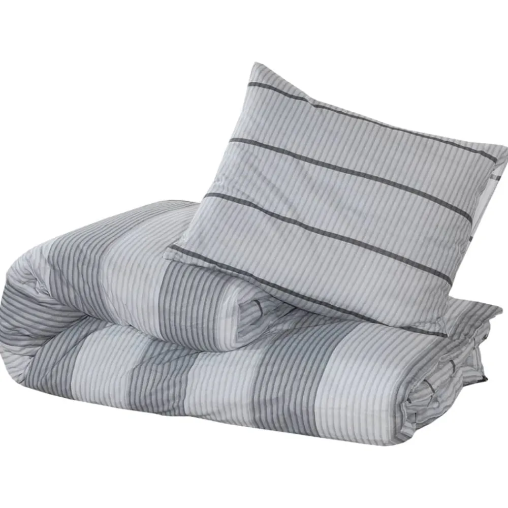 Linge-vidaXL Ensemble de housse de couette Gris 140x200 cm Coton Gris clair