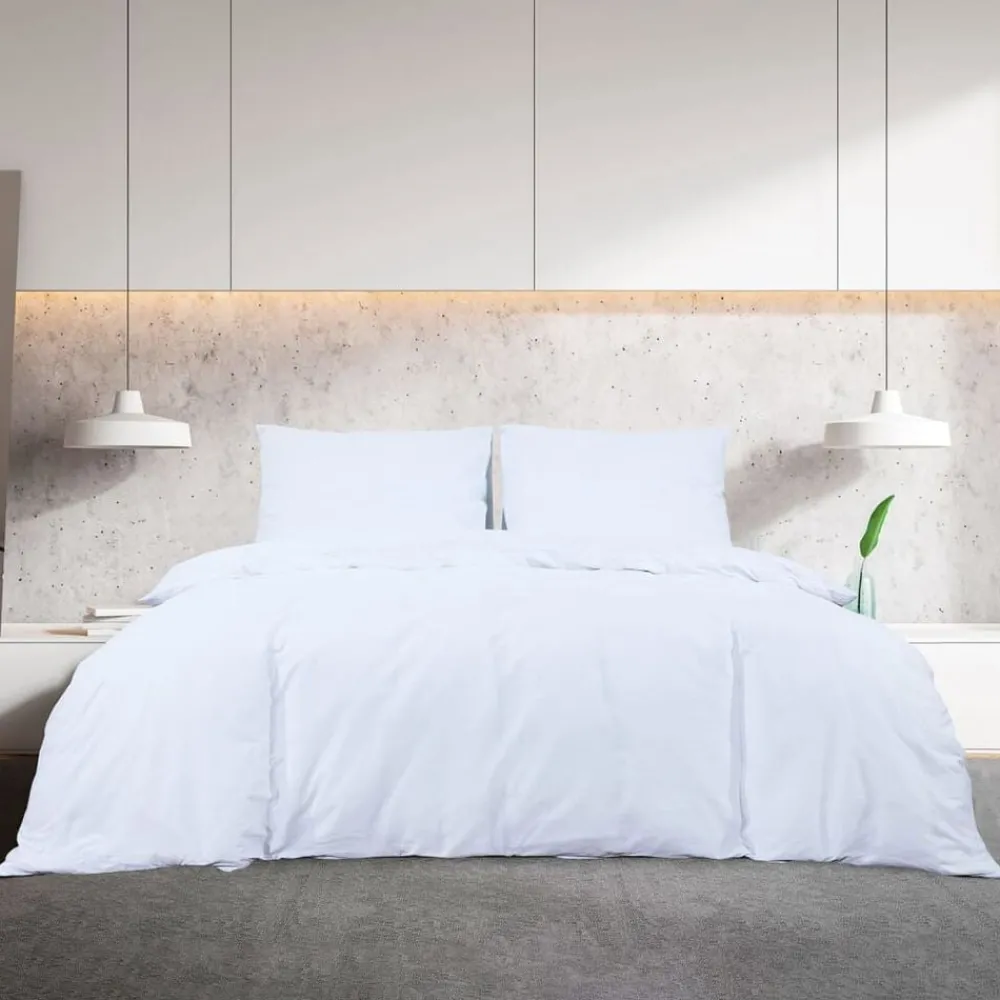 Linge-vidaXL Ensemble de housse de couette 140x200 cm Microfibre Blanc