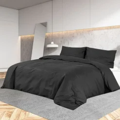 Linge-vidaXL Ensemble de housse de couette 140x200 cm Microfibre légère Noir