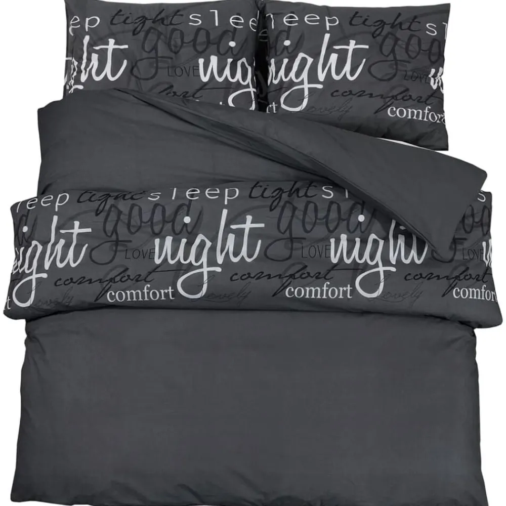 Linge-vidaXL Ensemble de housse de couette Noir 140x200 cm Coton Noir et blanc