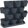 Pelouses & Jardins-vidaXL Ensemble de jardinières verticales 12 pcs Anthracite PP