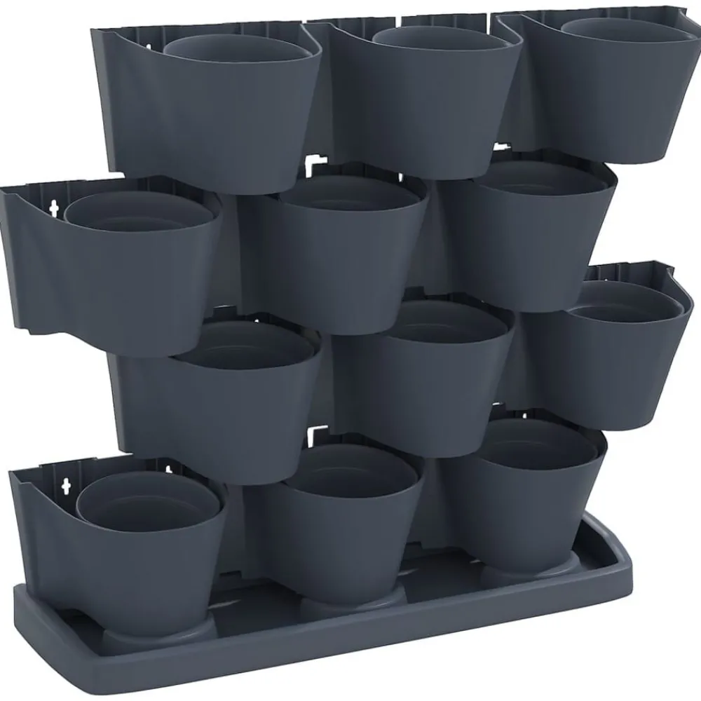 Pelouses & Jardins-vidaXL Ensemble de jardinières verticales 12 pcs Anthracite PP