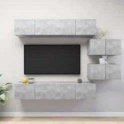 Meubles Tv-vidaXL Ensemble de meubles TV 6 pcs Bois d'ingénierie Gris béton