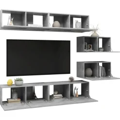 Meubles Tv-vidaXL Ensemble de meubles TV 6 pcs Bois d'ingénierie Gris béton