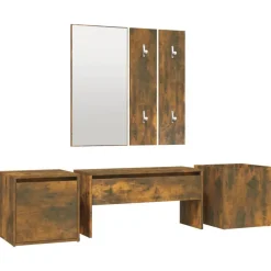 vidaXL Ensemble de meubles de couloir Chêne fumé Bois d'ingénierie