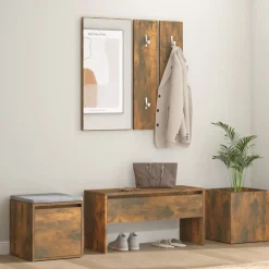 vidaXL Ensemble de meubles de couloir Chêne fumé Bois d'ingénierie