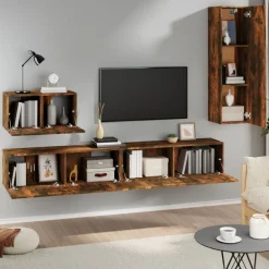 vidaXL Ensemble de meubles TV 4 pcs Chêne fumé Bois d'ingénierie