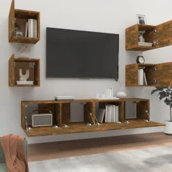 Meubles Tv-vidaXL Ensemble de meubles TV 6 pcs Chêne fumé Bois d'ingénierie Chêne fumé