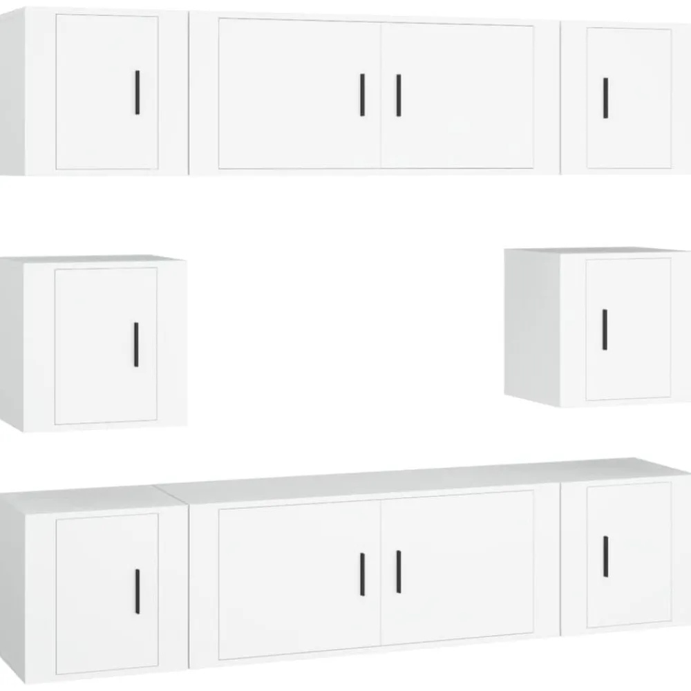 Meubles Tv-vidaXL Ensemble de meubles TV 8 pcs Bois d'ingénierie Blanc