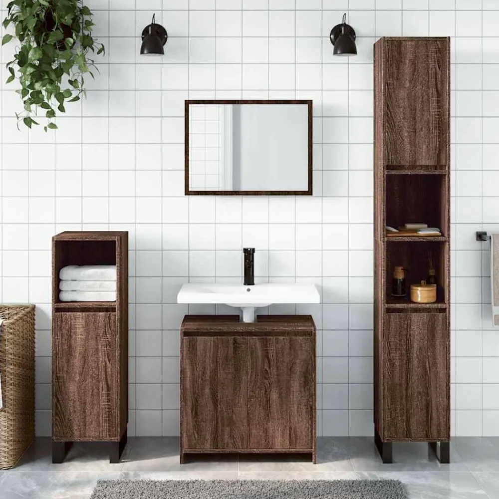 Ensembles De Meubles-vidaXL Ensemble de meubles de salle de bain 2 pcs Chêne marron Chêne marron