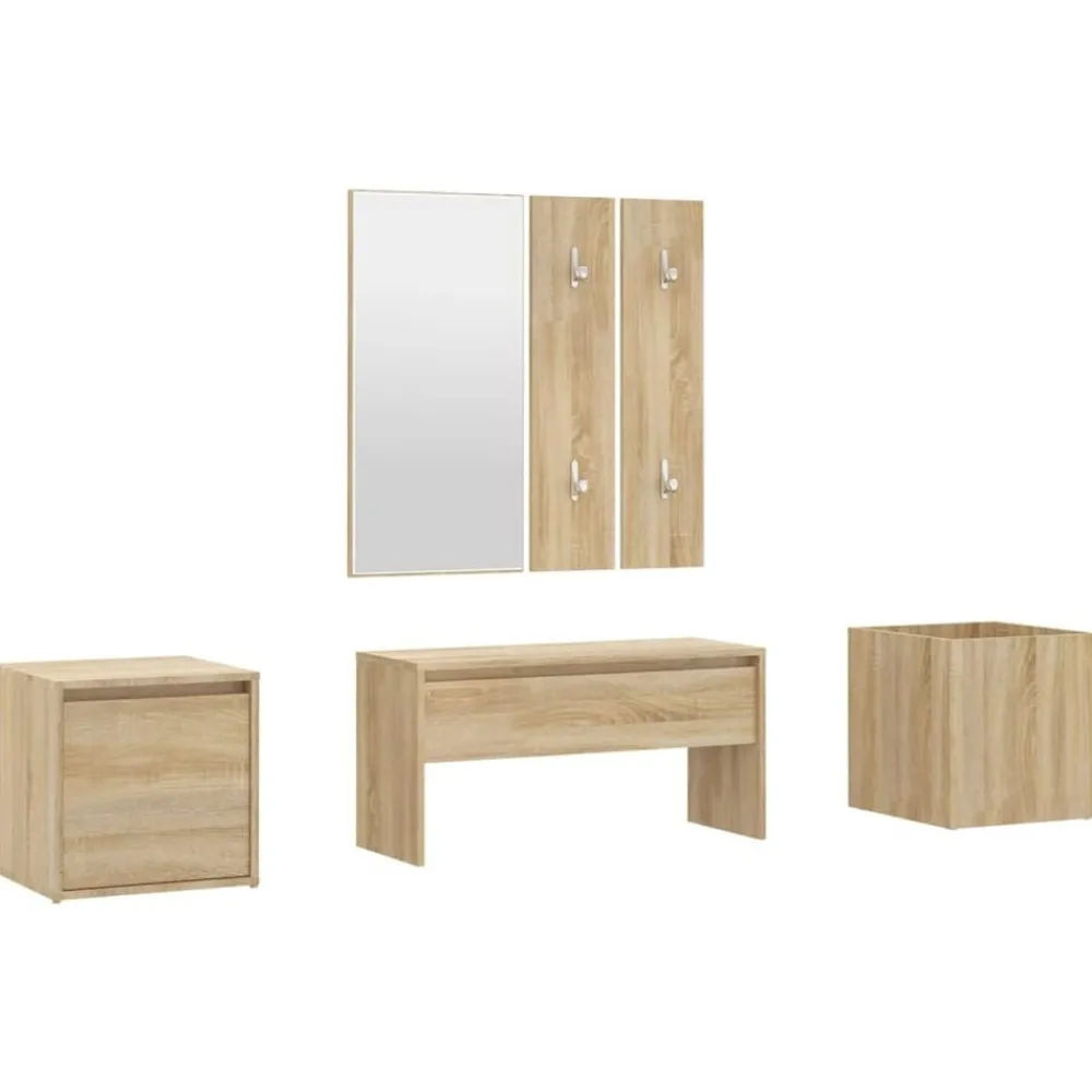 Bancs-vidaXL Ensemble de meubles de couloir Chêne Sonoma Bois d'ingénierie Chêne sonoma